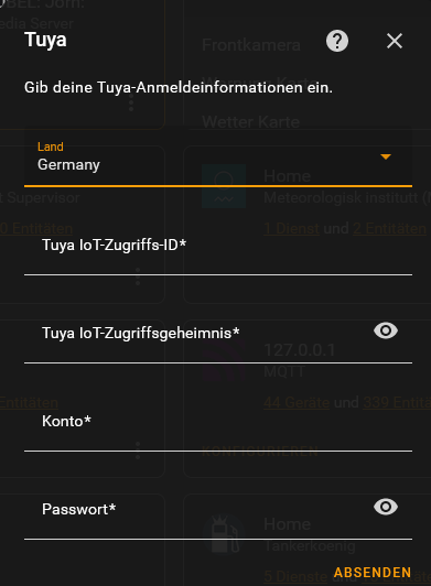 Tuya Anmeldung
